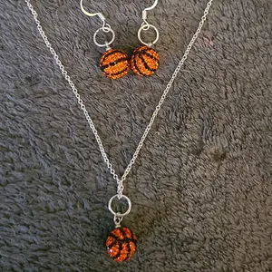Tree Hill Ravens Basketball earrings n chain