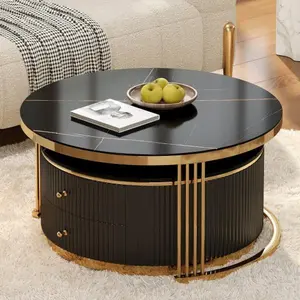 Bellemave  Modern 2-piece circular nested coffee table with drawers, 27.6 inches