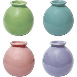 4 Pcs Colorful Ceramic Flower Vases, Minimalist Planters, Ceramic Bud Vases, Table Centerpiece Decorations for Classroom, Office, Living Room, Garden