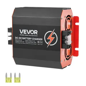 VEVOR 12V 20A DC to DC Battery Charger, 250W, On-Board Battery Charger for Lead-Acid, Lithium, AGM, GEL, and Flooded Batteries, Smart Multi-Stage Charging, for RVs, Commercial Vehicles, Boats, Yachts