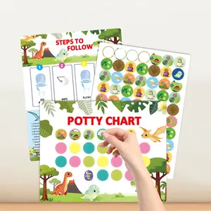 Habits Training Chart, Toddler Reward Chart, Dinosaur Stickers, Potty Training Supplies for Boys Girls|7-Day Habits Training Success with This Dinosaur Sticker Reward Chart