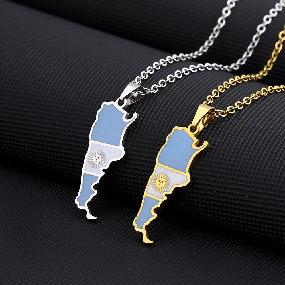 New Retro Argentina Map Flag Necklace | Hip-Hop Style | Vintage Style | 2026 Football Event | Football Fans Support | Fashion Accessories | Ideal Gift | Party Jewelry |