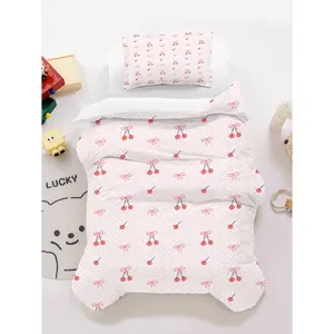 2pcs, Cherry Pattern Bedding Set, Cartoon Floral Theme, includes 1 duvet cover and 1/2 pillowcases, perfect for decorating bedrooms, guest rooms, and dormitories, adding personality and style to your room.