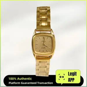 Omega Vintage 21mm Quartz - Gold Dial, Leather Strap & Two-Tone (Gold-Plated) Ladies Watch 21123383