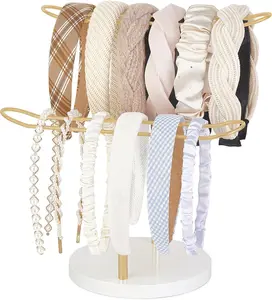 Headband Holder Organizer Metal 2-Tier Hair Hoop Display Stand Headband Organizer Storage Hair Ropes Accessories Bracelets Bangles Bedroom College Dorm Decor for Girls Women,