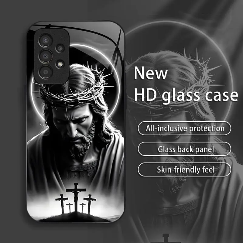 Suitable for [Galaxy A13 4g] Jesus New stylish high quality glass protective case affordable anti-drop anti-fingerprint 995