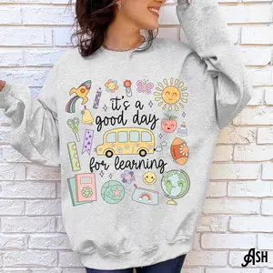 Teacher Sweatshirt, Teaching Sweater, Back to School Supplies, It's a Good Day for Learning, Whimsical Doodle Fleece