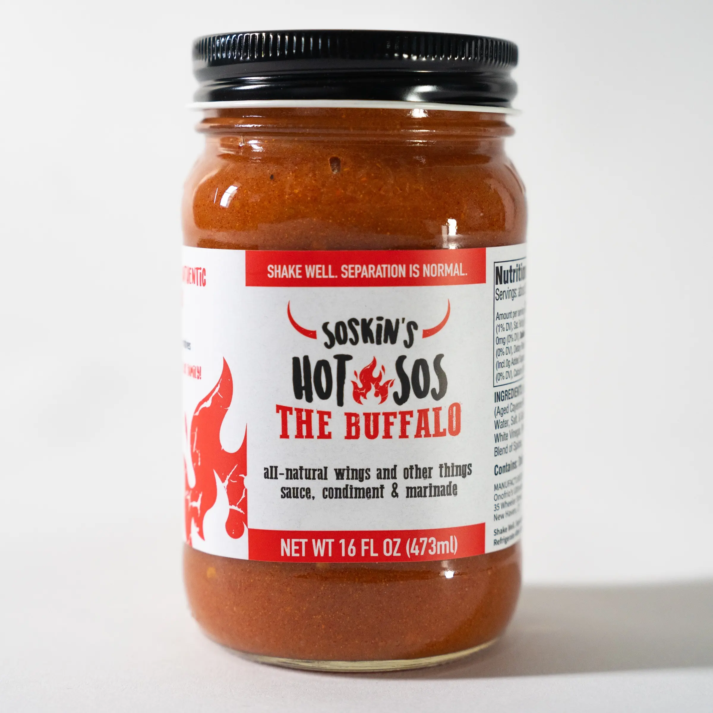 2-Pack: Soskin's Hot Sos (sauce): The Buffalo.  All-natural wings and other things sauce, condiment, and marinade.  Authentic Buffalo flavor.  Best shelf wing sauce you will ever have.  Great on wings, tenders, tofu, eggs, pizza, avocado toast, and more!