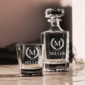 Personalized Whiskey Decanter Gift Set with 2 Glasses - Father's Day Gift, Retirement Gift