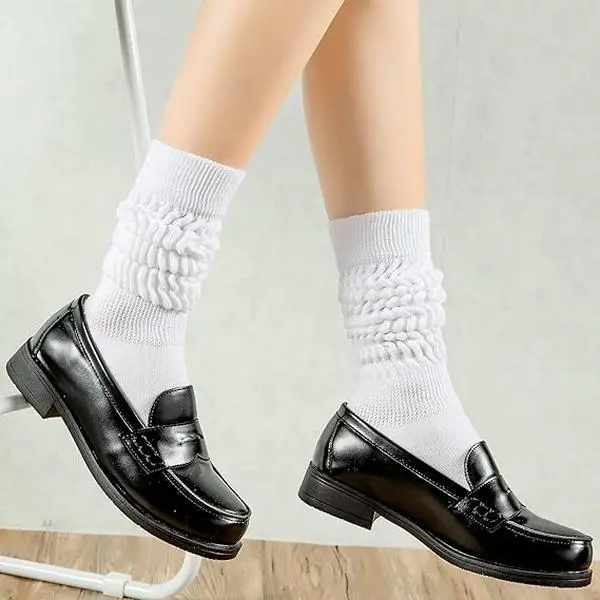 6PCS Women Men's Slouchy Ribbed Crew Socks, Soft Mid-Calf Stackable Socks for Daily Wear
