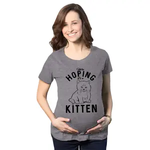 Maternity Hoping It's A Kitten T Shirt Funny Pet Cat Lover Pregnancy Tee Funny Graphic Maternity Tee Cute Pregnancy Tees With Plus Sizes Pregnant Funny Cat Short Sleeve Maternity Shirts Dark Grey