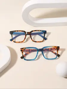Women's Square Colorful Frame Glasses, Anti-Fatigue Anti-Glare, Lightweight Frames for Students Daily Wear, Work Commute