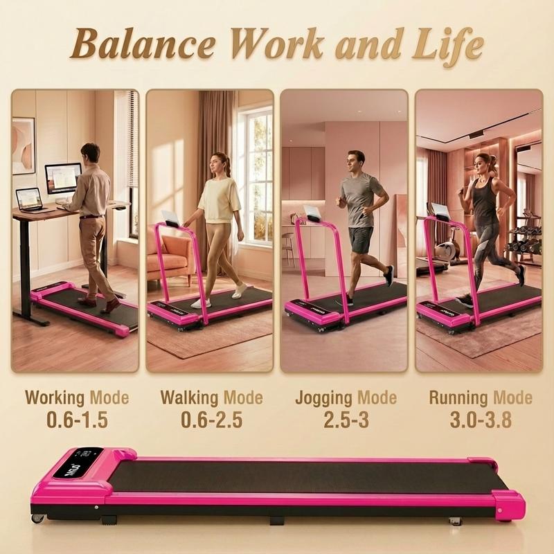 【Adjustable Incline】 YAGUD Foldable Treadmill, Low-Noise Motor Walking Pad, 265lbs Weight Capacity, Remote Control & Wheels for Easy mobility, Comes with Free Resistance Bands, Dual Shock-Absorption System