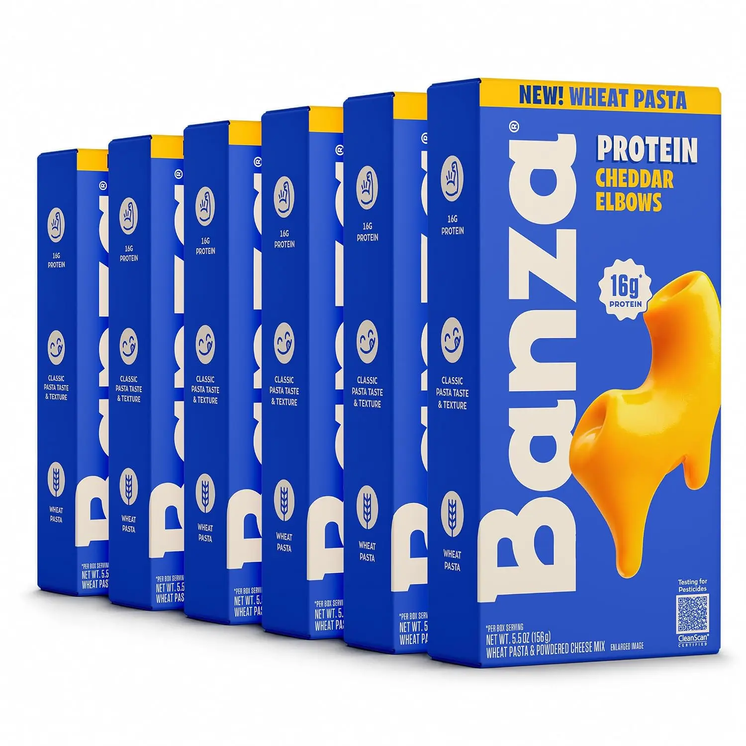 Banza High Protein Cheddar Mac & Cheese 6-Pack, Chickpea & Wheat Pasta, 16g Protein, Real Cheese, Kosher, Family Favorite, 5.5 oz