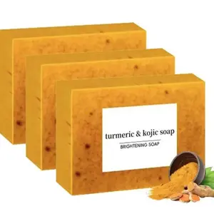 3PCS Honey Lemon Turmeric Soap 100G, get gift-hand cream，for use as Face & Body Cleanser and Daily Moisturizing Soap