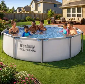 Bestway Steel Pro MAX 10 Feetx30 Inches Round Above Ground Outdoor Swimming Pool with Pump