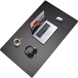 KINGFOM Desk Mat Pad Blotter Protector 47.2" x 23.6", PU Leather Desk Mat Laptop Keyboard Mouse Pad with Comfortable Writing Surface Waterproof (Black)