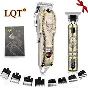 LQT Rechargeable Hair Trimmer for Men - 2 in1 Cordless Grooming Tool with Long-Lasting Lithium Battery, Portable LED Display, Durable Blades, Perfect for Beard, Hair, and Full Body Grooming (bronze)