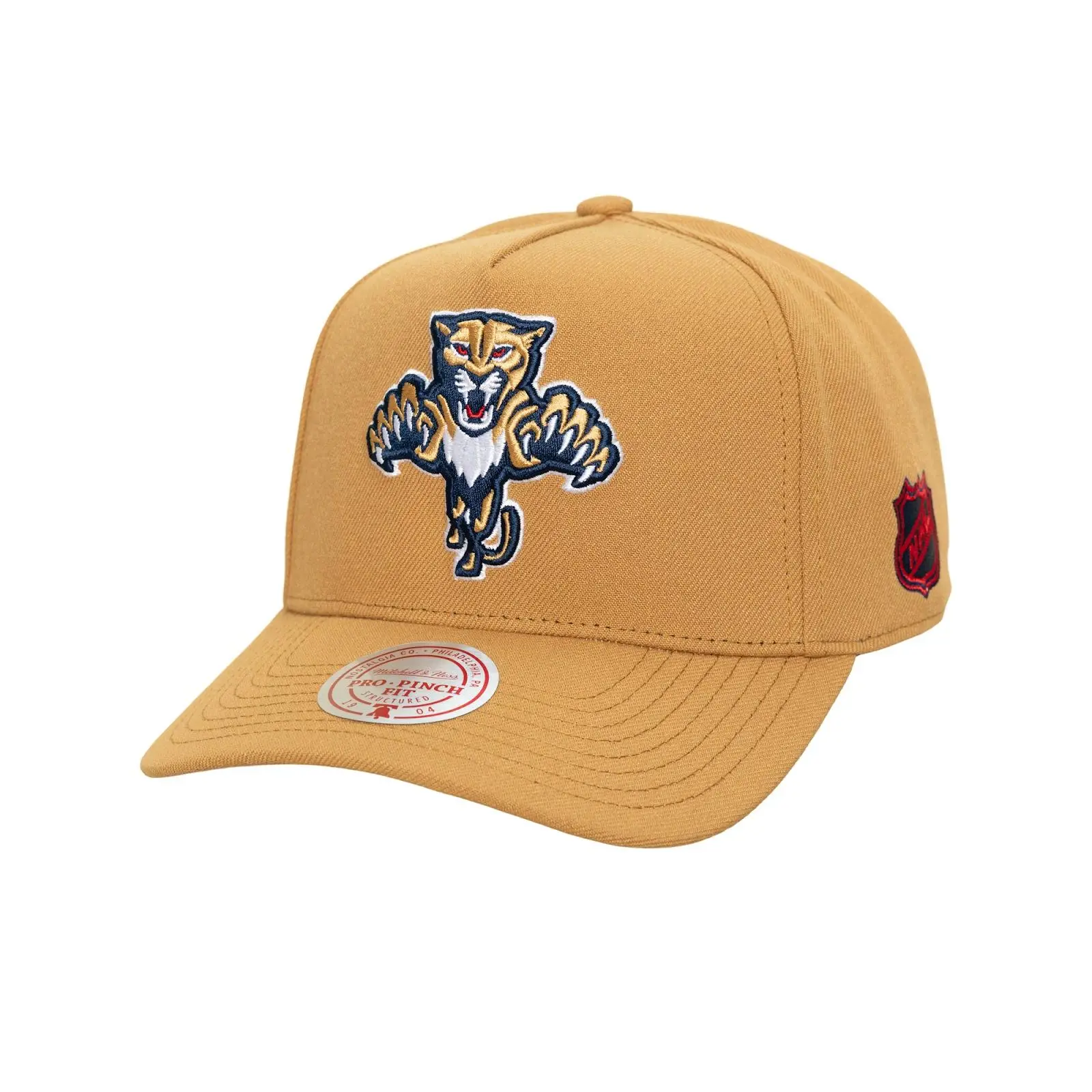 Florida Panthers Gold Legendary Away Pro Pinch Snapback Hat NHL Throwback Cap Adjustable Fan Gear Mitchell & Ness
