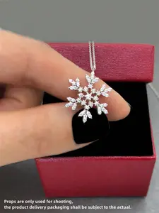 1 PC Pretty Cubic Zirconia Necklace Pendant For Women Christmas Gift Wedding Anniversary Jewelry Frost Pendant Zirconia Neck Chain