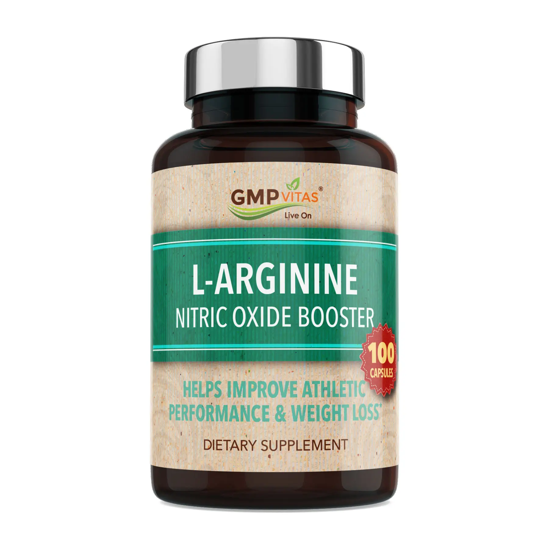 GMP Vitas Super Nitric Oxide Synthase with L-Arginine 1000mg,100 Capsules