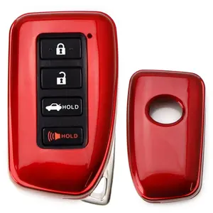iJDMTOY Red Gloss Finish Hard Shell Key Fob Cover Case, For 2nd Gen Lexus is ES GS RC NX RX LX 200 250 350 4-Button Smart Key Fob