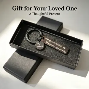 Drive Safe Spanish Keychain, Engraved Letter Pattern, Heartfelt Gift For Loved Ones - Christmas & Father’s Day Present