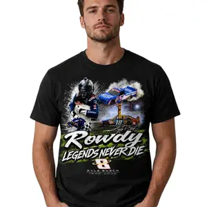 RIP Racing Legend Number 8 Kyle Busch Graphic T Shirt, Vintage NASCAR Style Memorial Fan Tee, Double Sided Racing Shirt Unisex Adult Race Day Gift