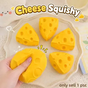 Cheese Squishy Toy,Slow Rising Cute Food Squishy,Soft Stress Relief Squeeze Toy,Kawaii Fidget Desk Toy,Cheese Shape Squishy for Party Favors & Novelty Gifts
