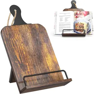 Kitchen Cookbook Stand - Recipe Book Holder for Cooking, Organising and Storage - Perfect Home Shelf Decor and Wedding Retirement Gift for Woman (Brown)