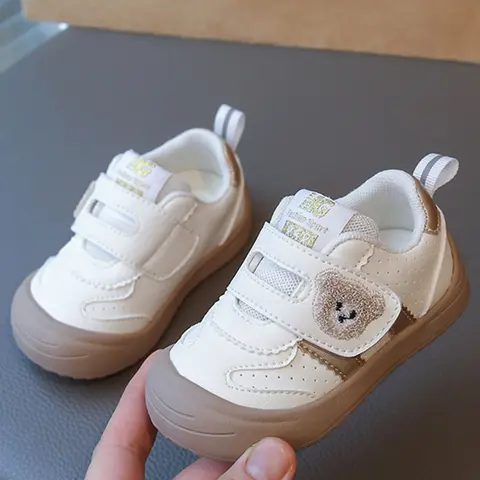 2026 Spring Kids Bear Cute Casual Shoes, Unisex Baby Velcro Breathable Soft Sole, Versatile Anti-Slip Sports Shoes for All Seasons Baby Walking Shoes