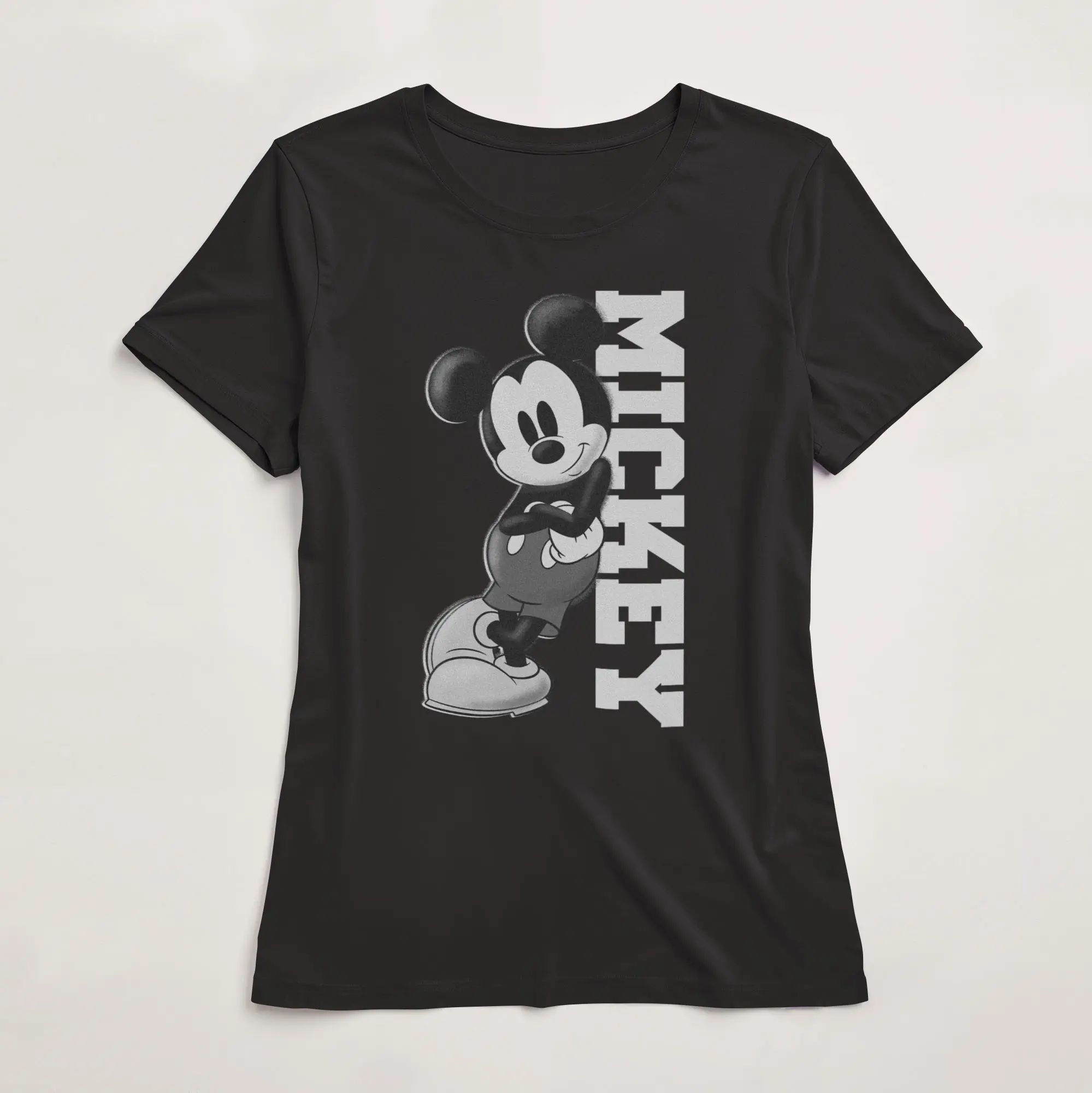Women's Mickey & Friends Black and White Mickey Mouse T-Shirt