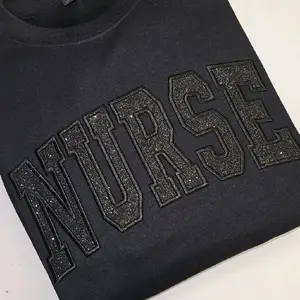 Nurse black on black glitter sweatshirt