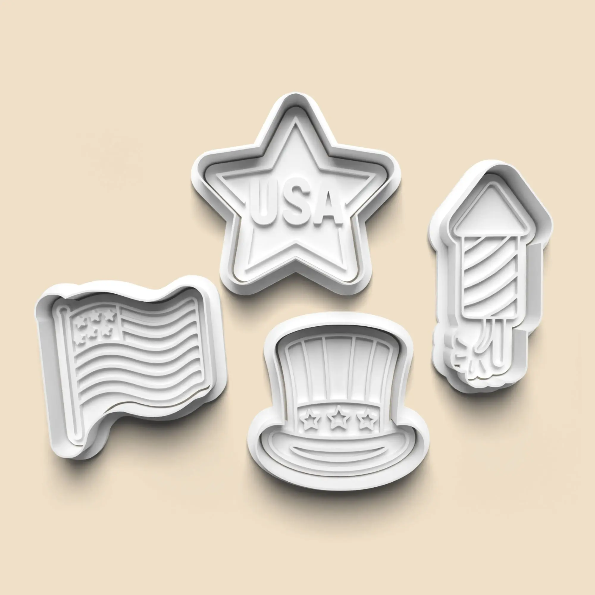 JULY 4 PRV Cutter and Stamp - Fondant, Cookie, Chocolate and More, Create Your Own Sweet Decorations