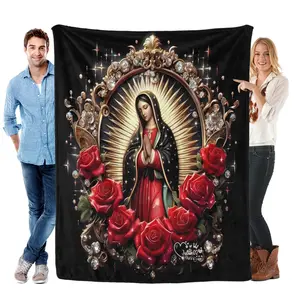 Virgin Mary Pattern Blanket, 1 Count Soft WarmThrow Blanket,Air-conditioned Room Blanket,Warm Nap Blanket for Home Office Travel