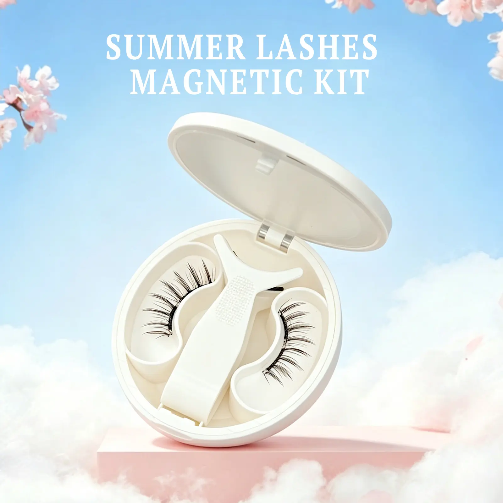 Honey Soft Brown Magnetic Eyelashes with Applicator & Lash Fixer Kit, V-Shape No Glue Lash Clusters without Eyeliner, Lightweight Natural Lashes