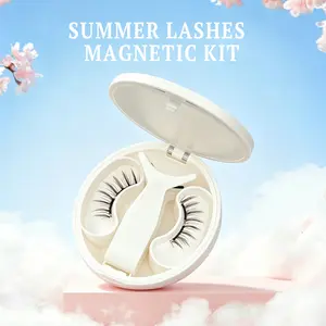 Honey V-Eyes Soft Magnetic Reusable Eyelashes | All-in-One Box Brown Magnetic Lashes with Applicator & Mirror Storage Case | Glue-Free Eyeliner-Free Reusable Natural Look | Soft Ultra-Comfortable 1 Set ( 4 PCS ) #SummerVibes #Magnetic #Fluffy #Lashes