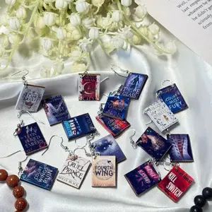 925 Silver Book Cover Earrings, Handmade Literary Jewelry