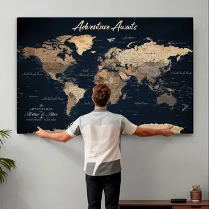 Custom Push Pin World Map Canvas Print – Custom Framed