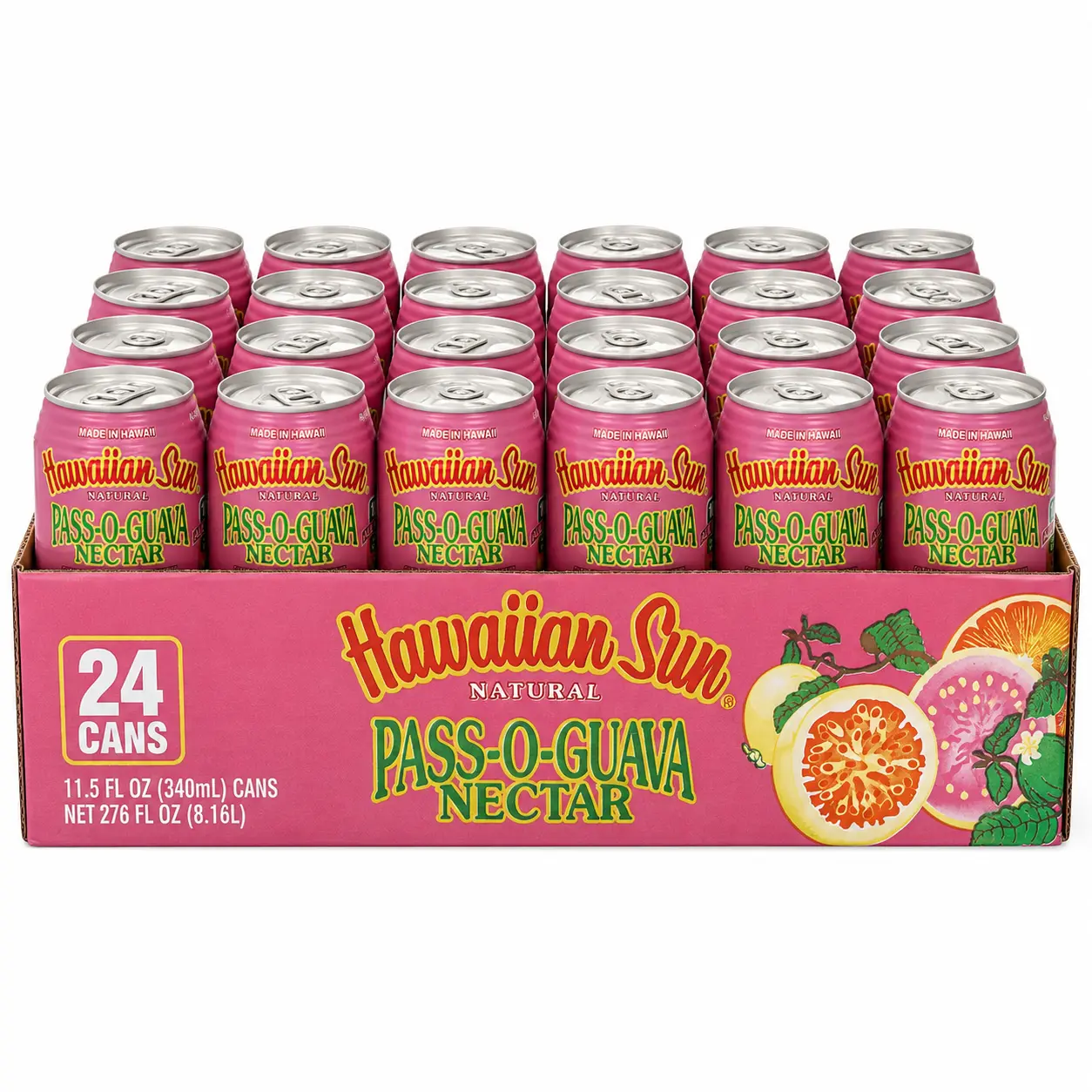 Hawaiian Sun Pass-O-Guava Fruit Nectar Beverage Set - Tangy Tropical Mix That Includes Passion Fruit, 11.5 oz (Pack of 24)