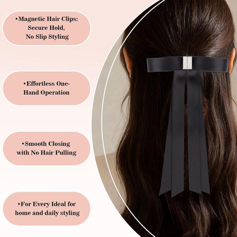 Magnetic Bow Clip, Magnetic Hair Clips for Women Girls, Strong Hold Magnetics Claw Clips, Seamless 2-in-1 Design for Salon, Home & Everyday Hair styling, Intuitive, No Slip,Valentine's Day gift