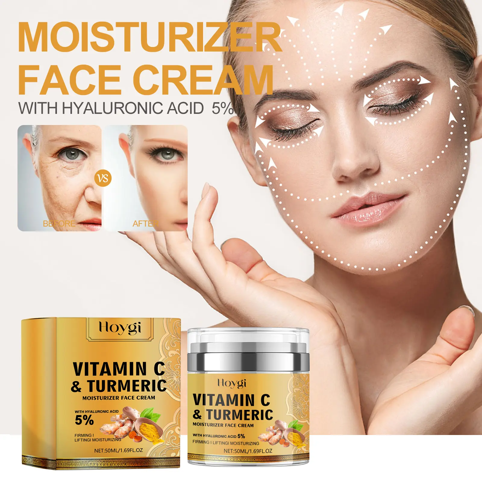 Hoygi Moisturizer Face Cream, Fade Out Fine Lines Bright Skin Firming Shine White Skin Anti-Wrinkle Cream