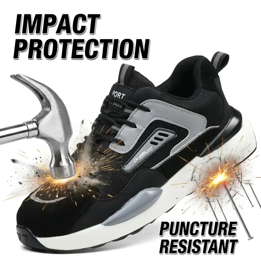 Men & Women Color-block Lace-Up Mesh Steel/Composite Toe Safety Sneakers—Lightweight Breathable Anti-smash Anti-puncture & Anti-slip Work Shoes Summervibes Footwear Worker Spring Glow Up Steel Toe Boot Shoe zapatos para trabajo SummerWins DealsForYouDays