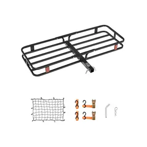 VEVOR 53" x 19" x 5", Hitch Cargo Carrier, 500 lbs Capacity Hitch Cargo Carrier with Hitch Stabilizer & Ratchet Straps, Hitch Mount Cargo Carrier with Cargo Net with Hook, Fit for SUVs