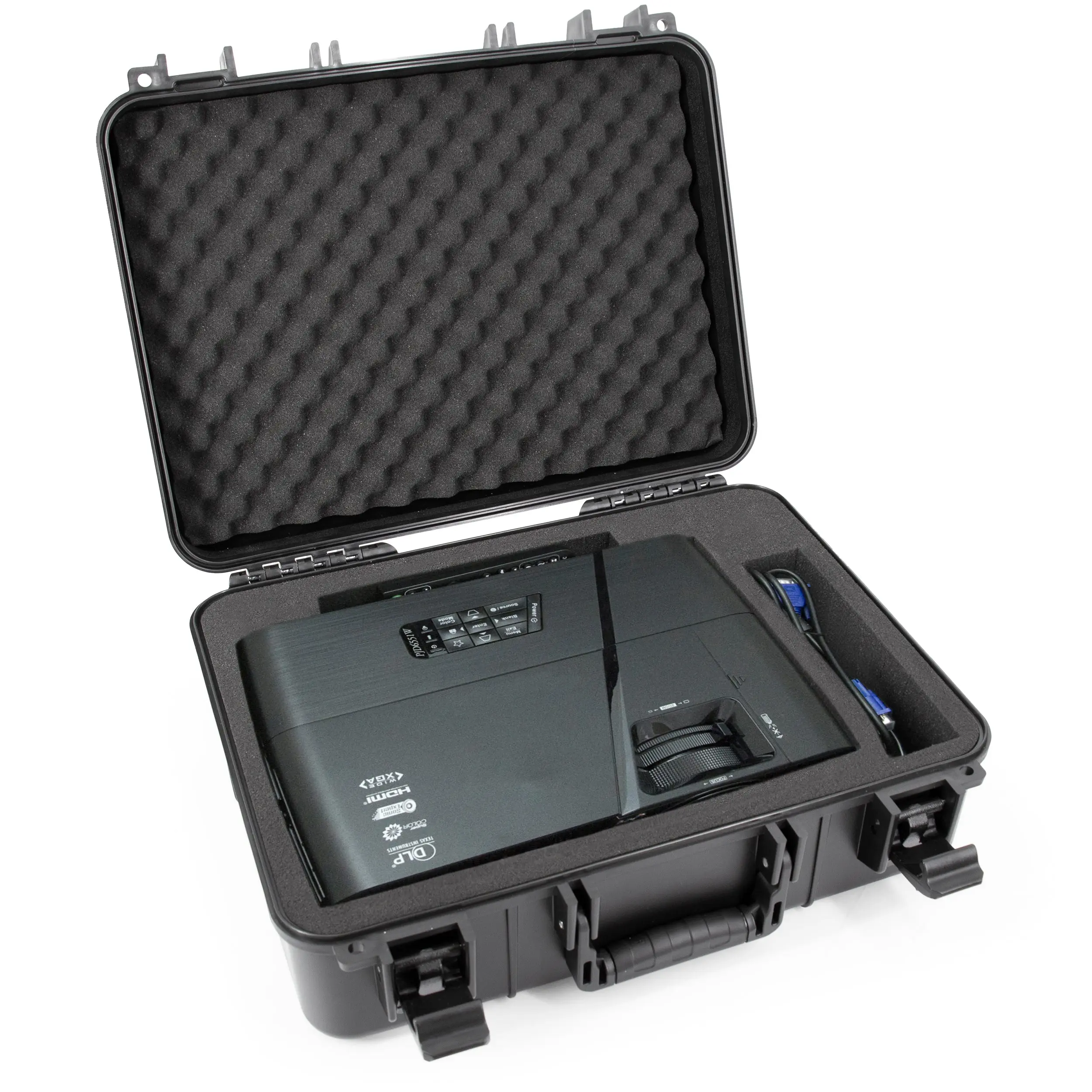 CASEMATIX Hard Shell Case for Epson Projectors VS/EX/PowerLite Models Up to 13"x10"x4" Customizable Foam Compact Design Protection Cover with Shock Absorbing Tri Layer Foam System
