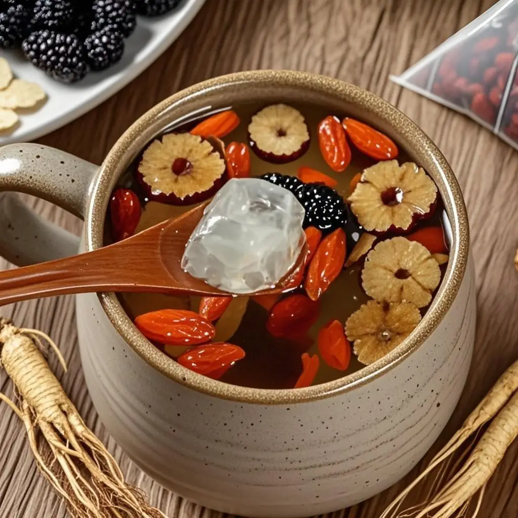 Kidney-tonifying tea recipe - Ginseng Six Treasures Tea, combination flower tea herbal health drink - Kidney tea - Ginseng tea, 12 packets per pack