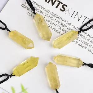 Citrine Healing Crystal Pendants - Double Pointed Natural Crystal Quartz Necklace Women Men Jewelry Real Shiny Stone