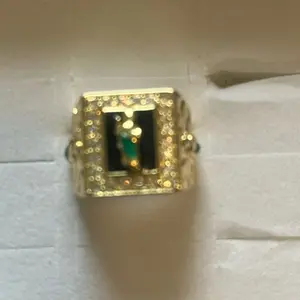 St. Jude Men’s religious ring 18k yellow Gold filled  nugget design with Rhinestones.