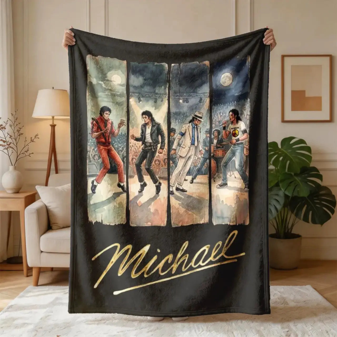 Michael Jackson MJ Dance Evolution Throw Blanket Soft Cozy Plush Flannel Fleece Bed Blanket for Kids Teens Adults, Lightweight Warm Blanket for Couch Sofa Bedroom Decor, Music Legend Concert Fan Gift, Birthday Gifts, Holiday Gifts for MJ Fans