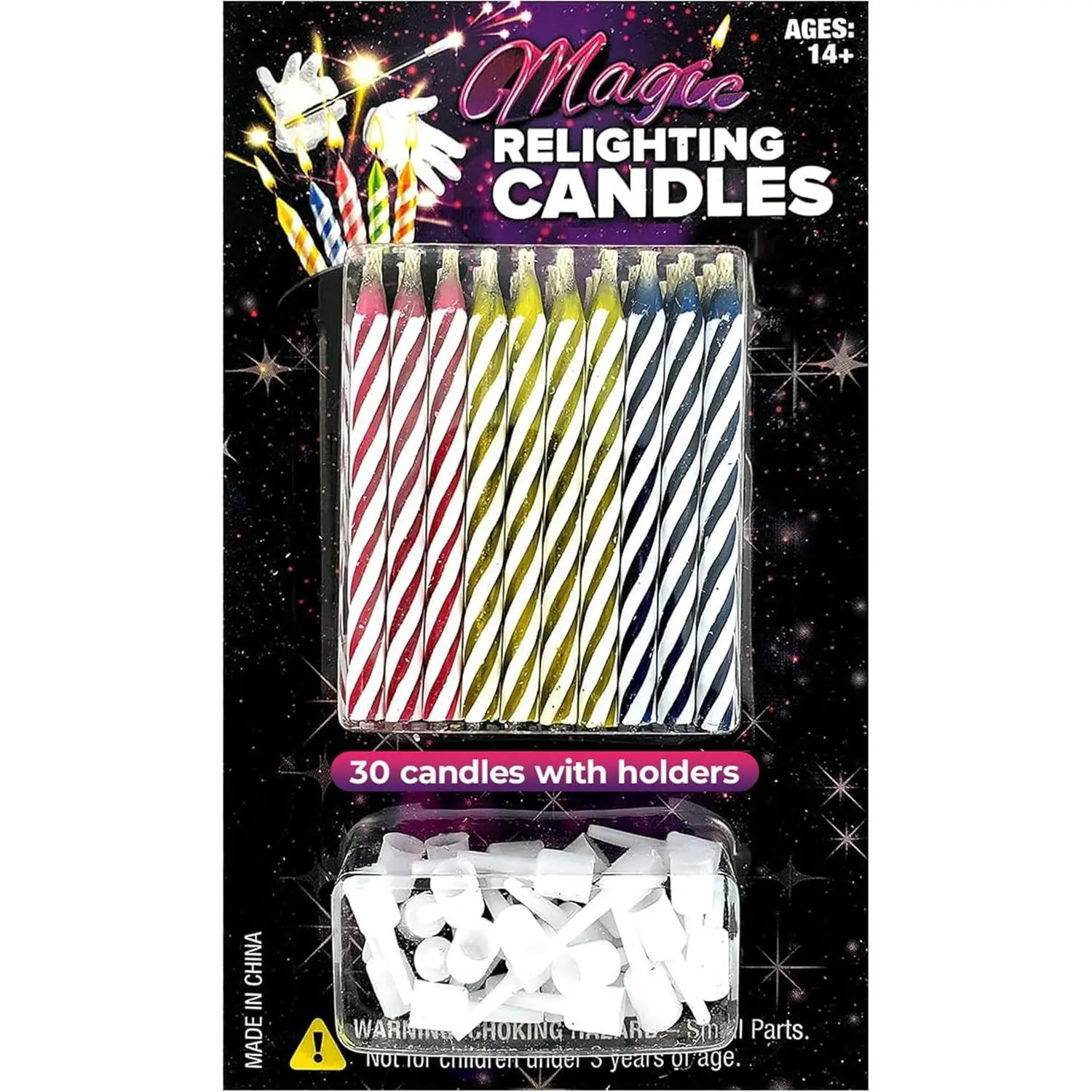 30-Pcs Magic Relighting Candles Set, Festive Happy Birthday Party Decor, Cake Decorations, Prank Supplies for Kids+Adults